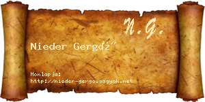Nieder Gergő névjegykártya